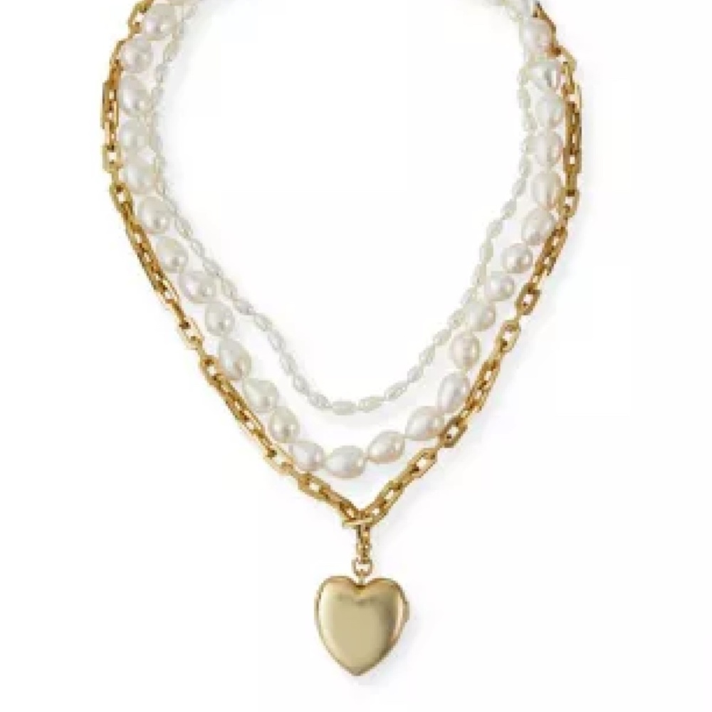 Lu­lu Frost Love of Pearl Heart Lock­et Neck­lace